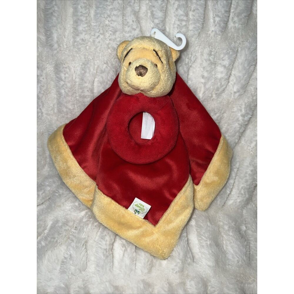 Disney Baby Winnie the Pooh Red Plush w/Rattle Lovey Security Blanket